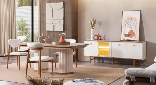 Product img 1, Virjin Ahşap Ayaklı Yemek Odası Takımı